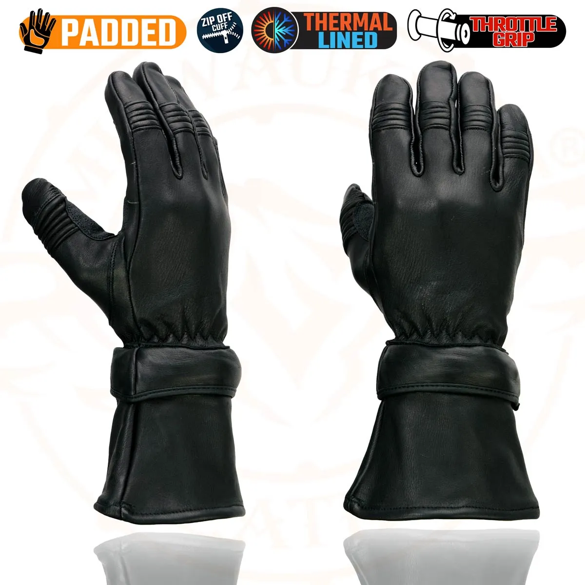 Milwaukee Leather SH852 Men's USA Deerskin Black Leather Gauntlet