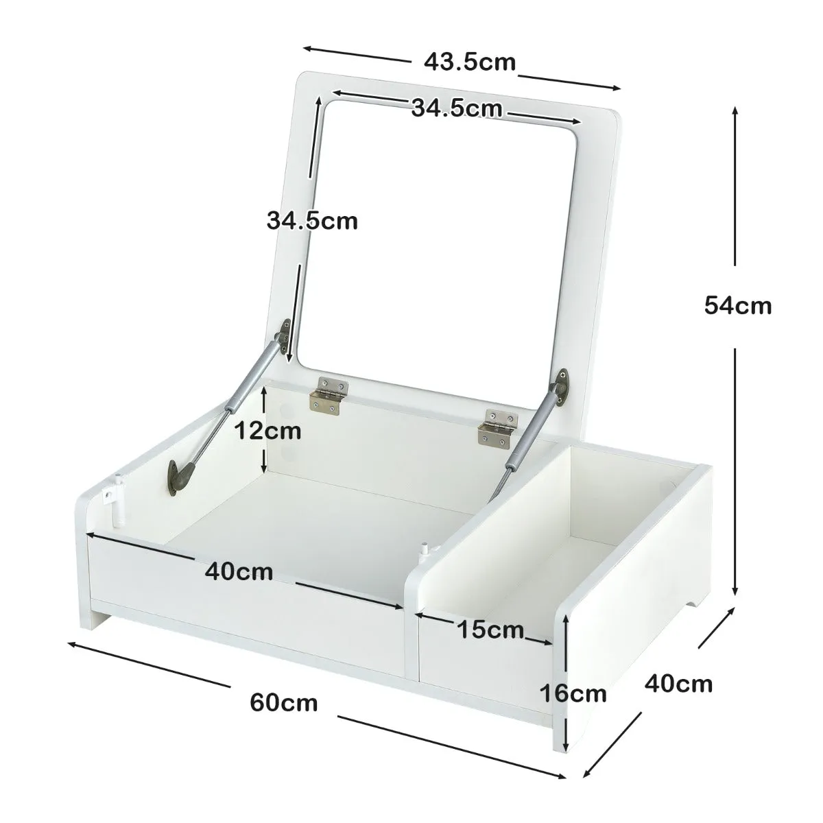NNECW Countertop Vanity Dresser with Flip-Top Mirror and Multifunctional Storage Box for Bedroom