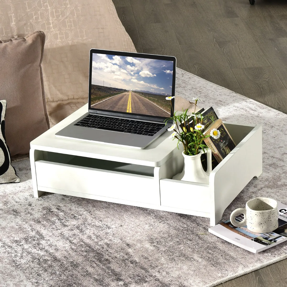 NNECW Countertop Vanity Dresser with Flip-Top Mirror and Multifunctional Storage Box for Bedroom