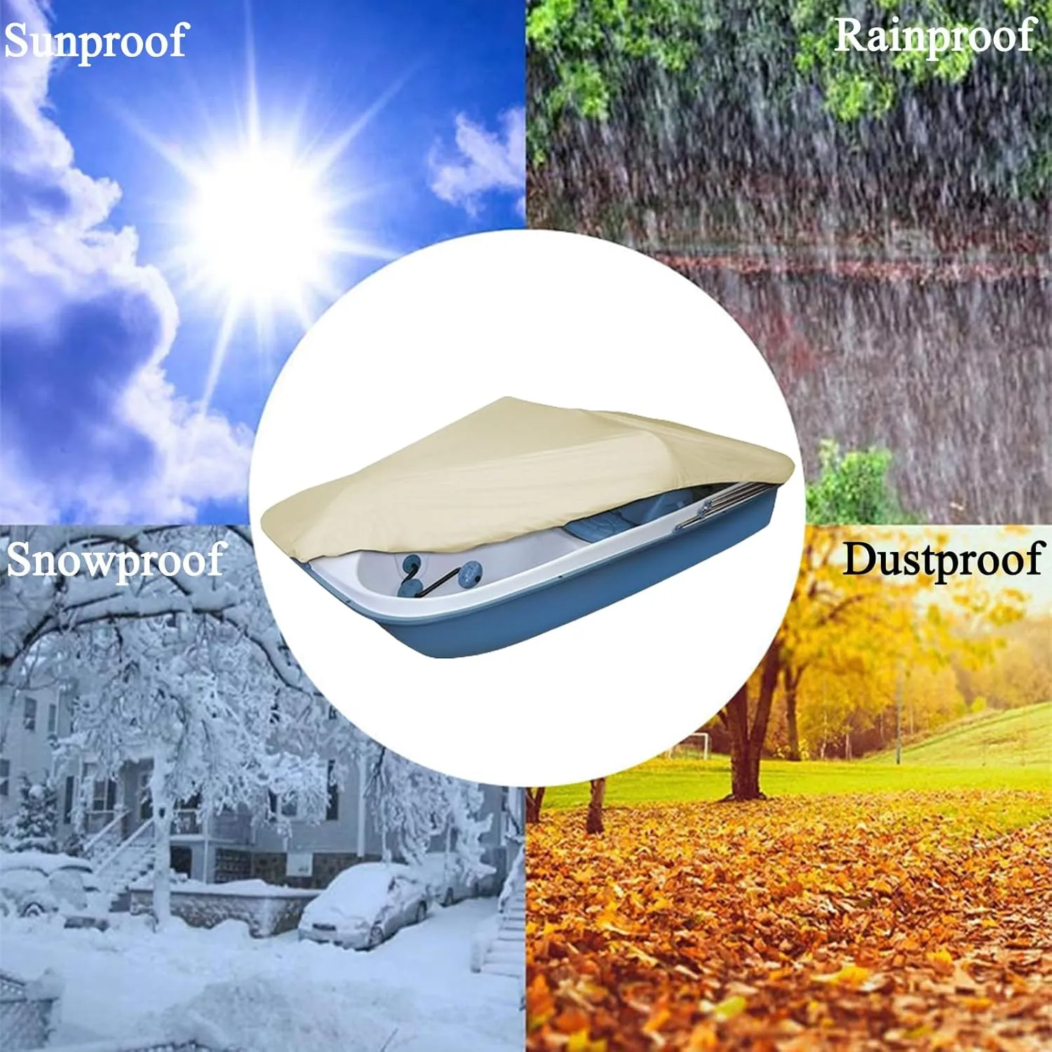 Paddle Boat Cover Waterproof 210D,Pedal Boat Cover Sun Paddle Boat Covers for Outdoor Storage Anti-UV Dustproof Protective Mooring Covers Paddle Board Covers,Beige,286 * 200cm