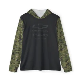 Personalized GM Chevrolet Trucks Bowtie Logo Men's Digital Camo Sports Warmup Hoodie, UPF 50  Sun Protection, Moisture-Wicking, Lightweight Activewear for Chevy Truck Enthusiasts