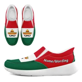 Personalized Mexico  Flag Sneakers, Custom  Comfortable and Patriotic Casual Shoes, Slip On Shoes