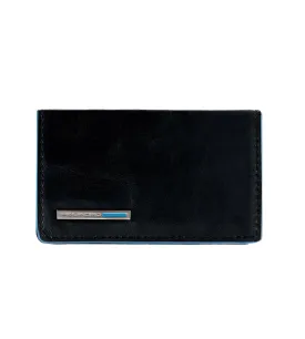 Piquadro Blue Square Men's Black Card Holder