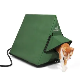 Portable Heated Outdoor Cat House A-Frame with Eaves