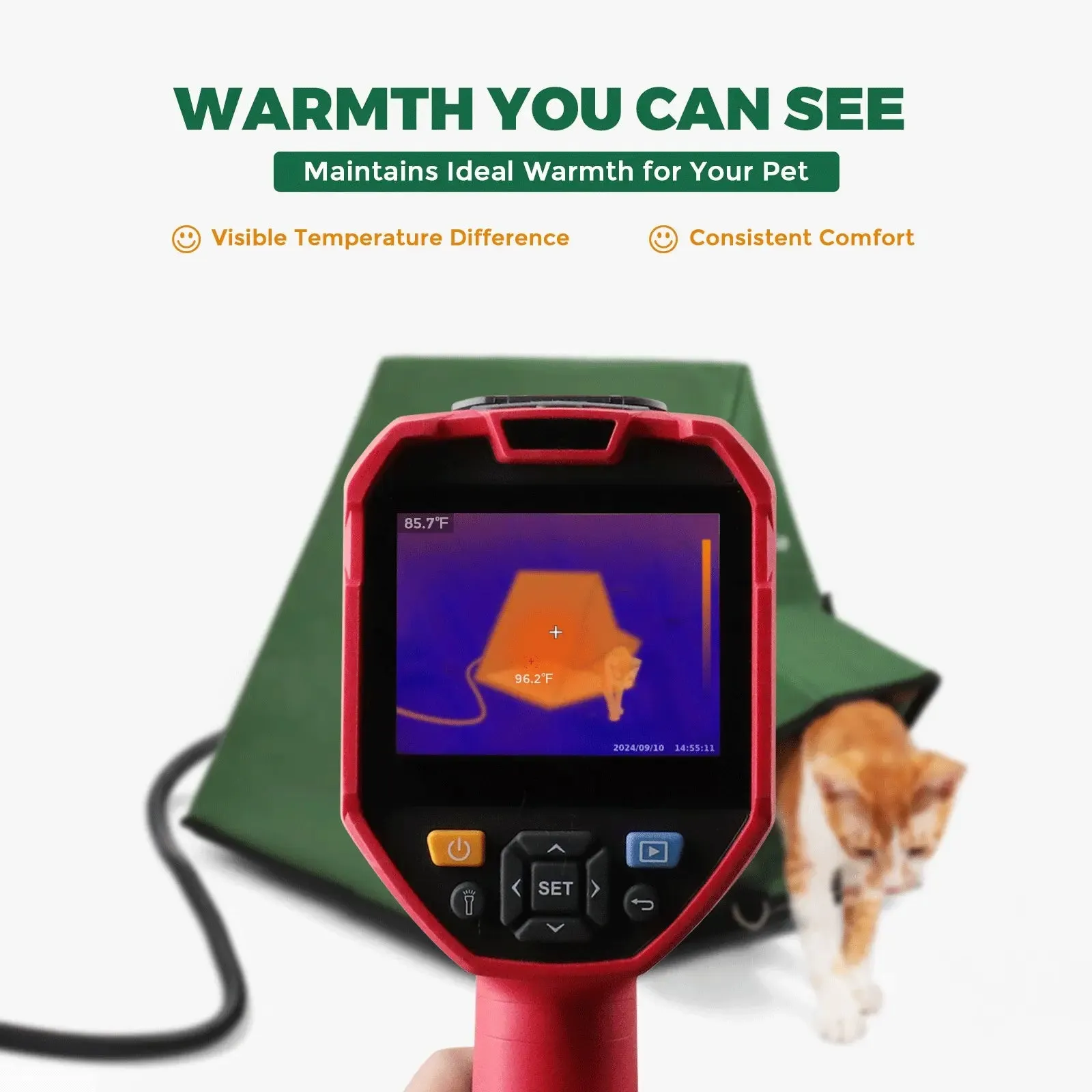 Portable Heated Outdoor Cat House A-Frame with Eaves