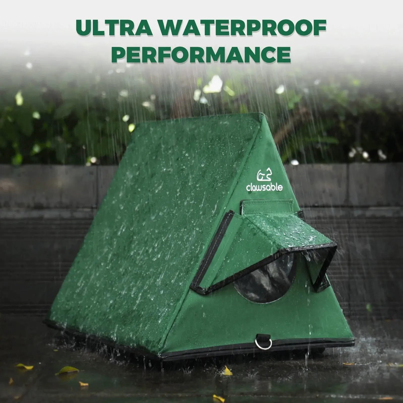 Portable Heated Outdoor Cat House A-Frame with Eaves
