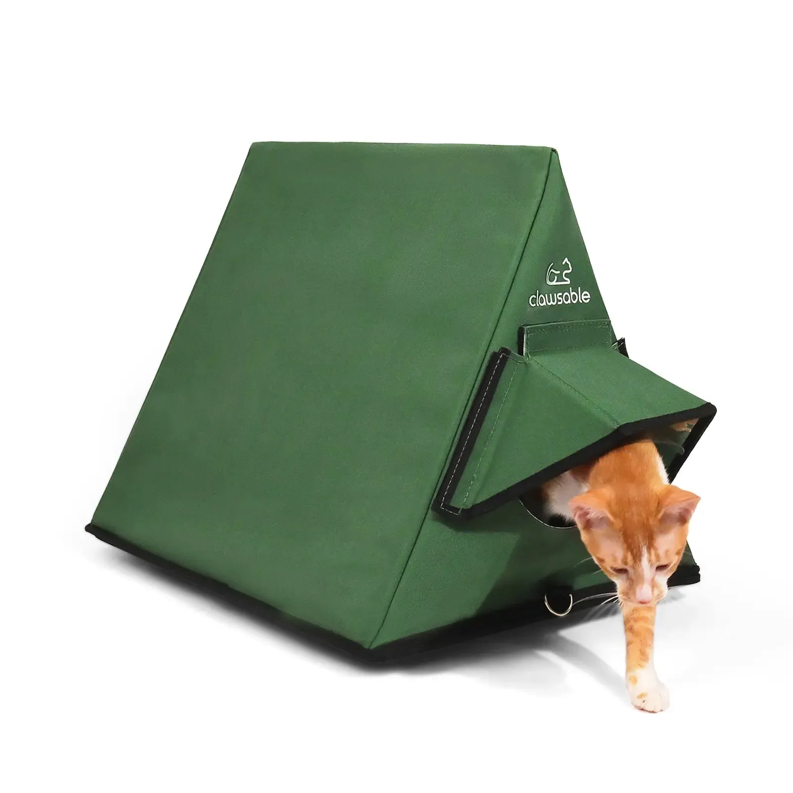 Portable Insulated Outdoor Cat House A-Frame with Eaves