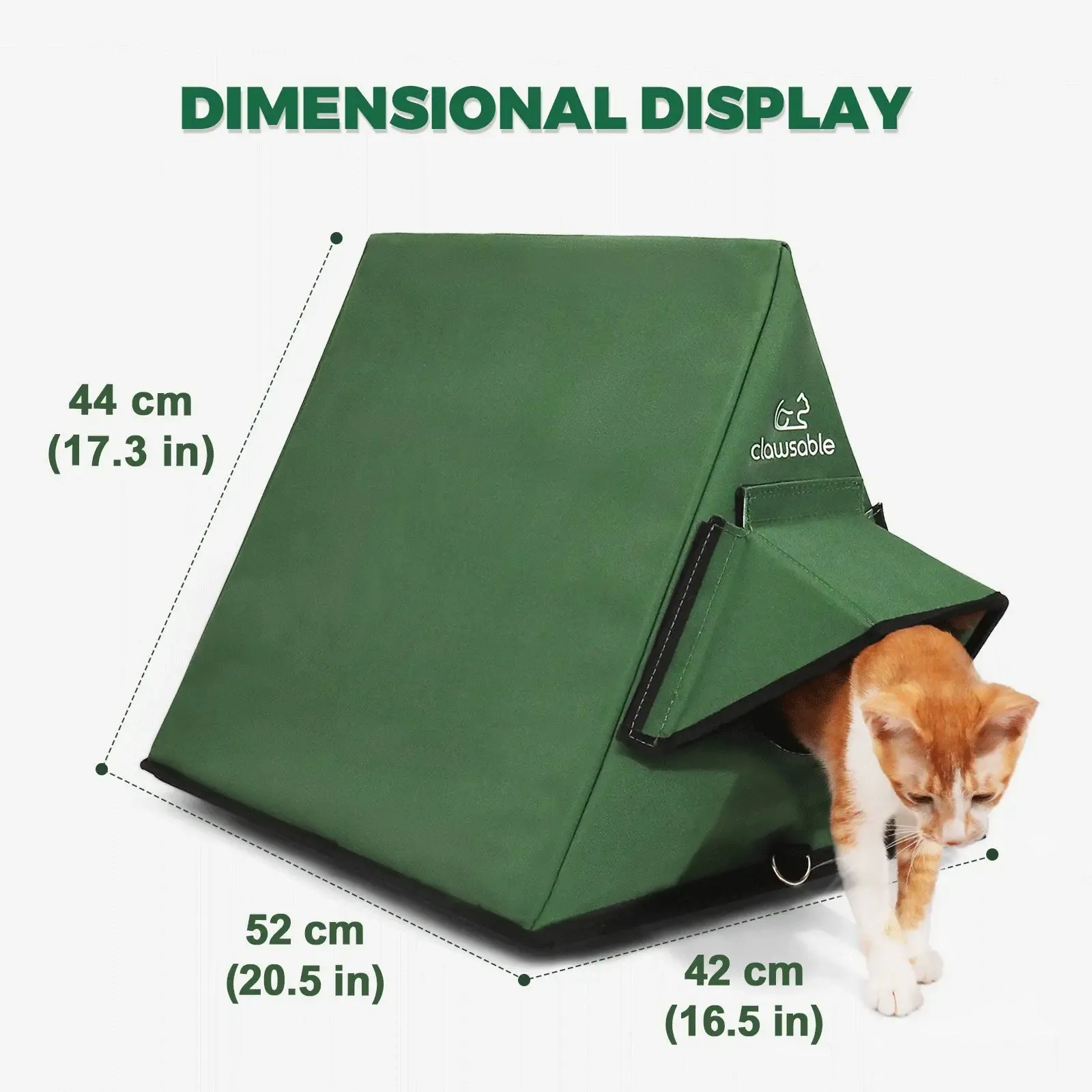 Portable Insulated Outdoor Cat House A-Frame with Eaves