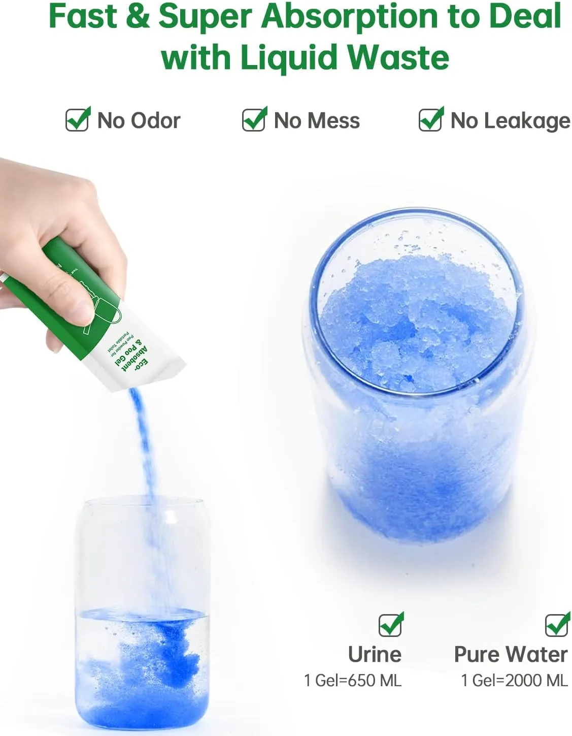 Portable Toilet Gel, 20 Packets Camp Toilet Gel Portable, Poo Gel for Portable Toilet Powder, Portable Toilet Absorbent Gel Powder for Outdoor Camping Hiking Emergency Toilet