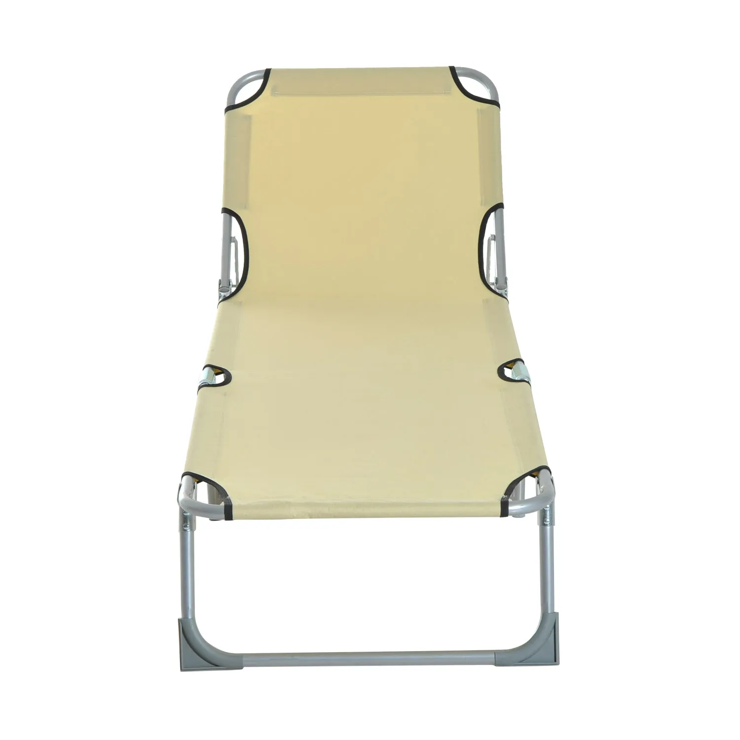 Reclining Sun Lounger Chair Folding Camping Bed with 4-Position Adjustable Backrest