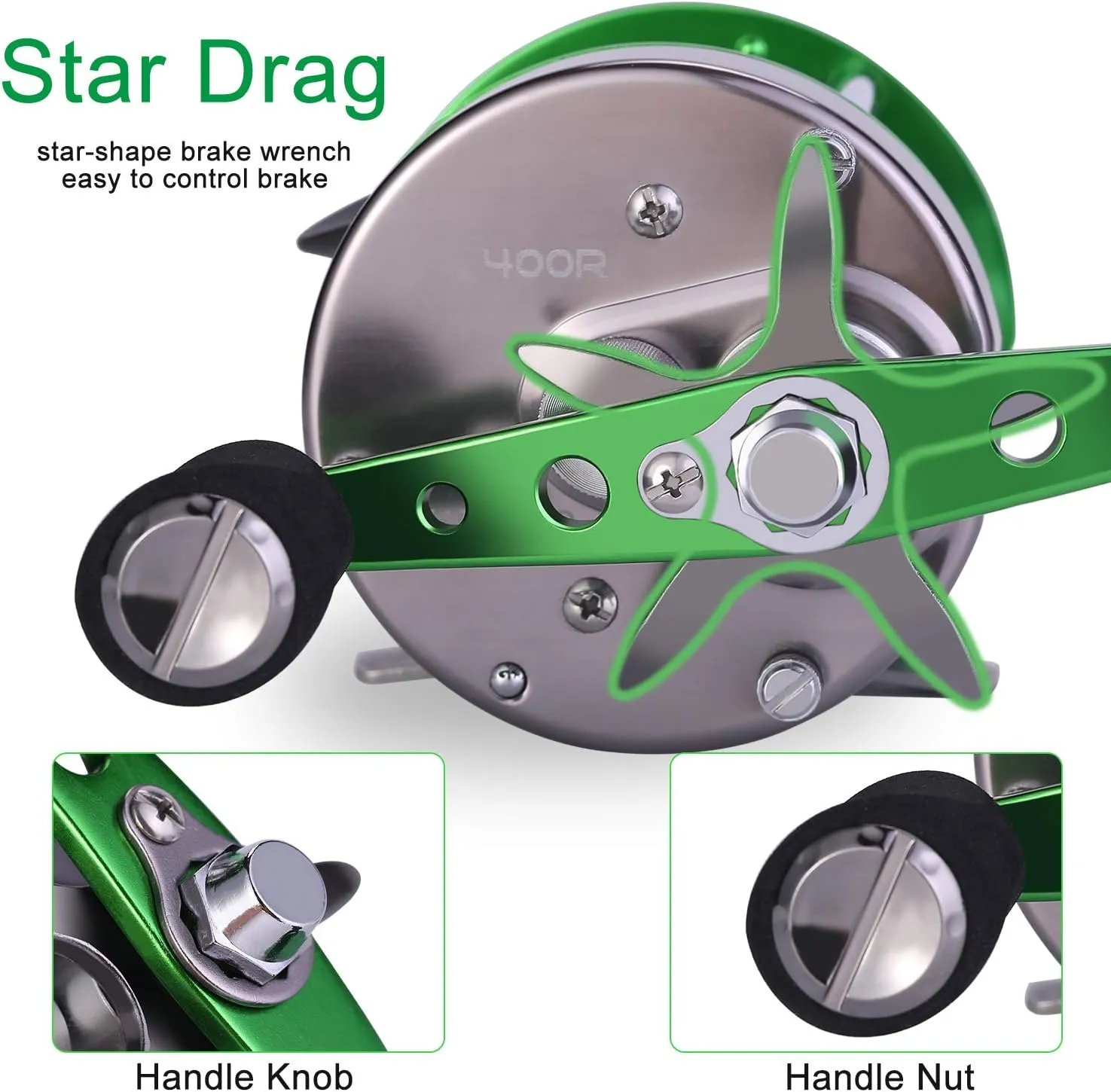 Sougayilang Round Baitcasting Fishing Reel, Conventional Reel for Catfish, Salmon/Steelhead, Striper Bass and Inshore Saltwater Fishing Reel, Reinforced Metal Body