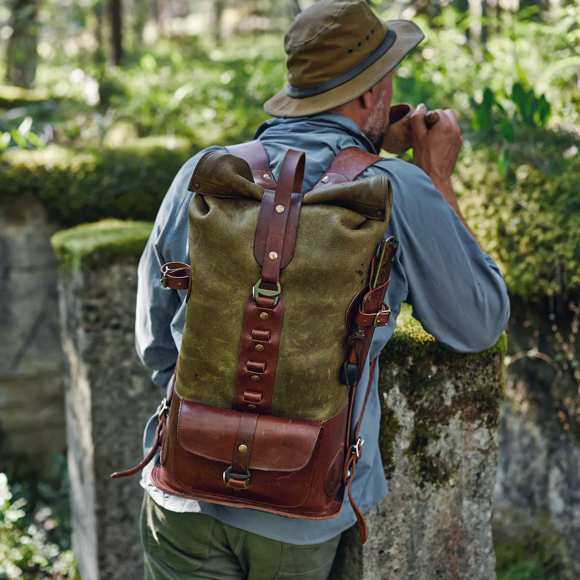 Specials S.03 - Moss Green White Tail Fold Top Backpack