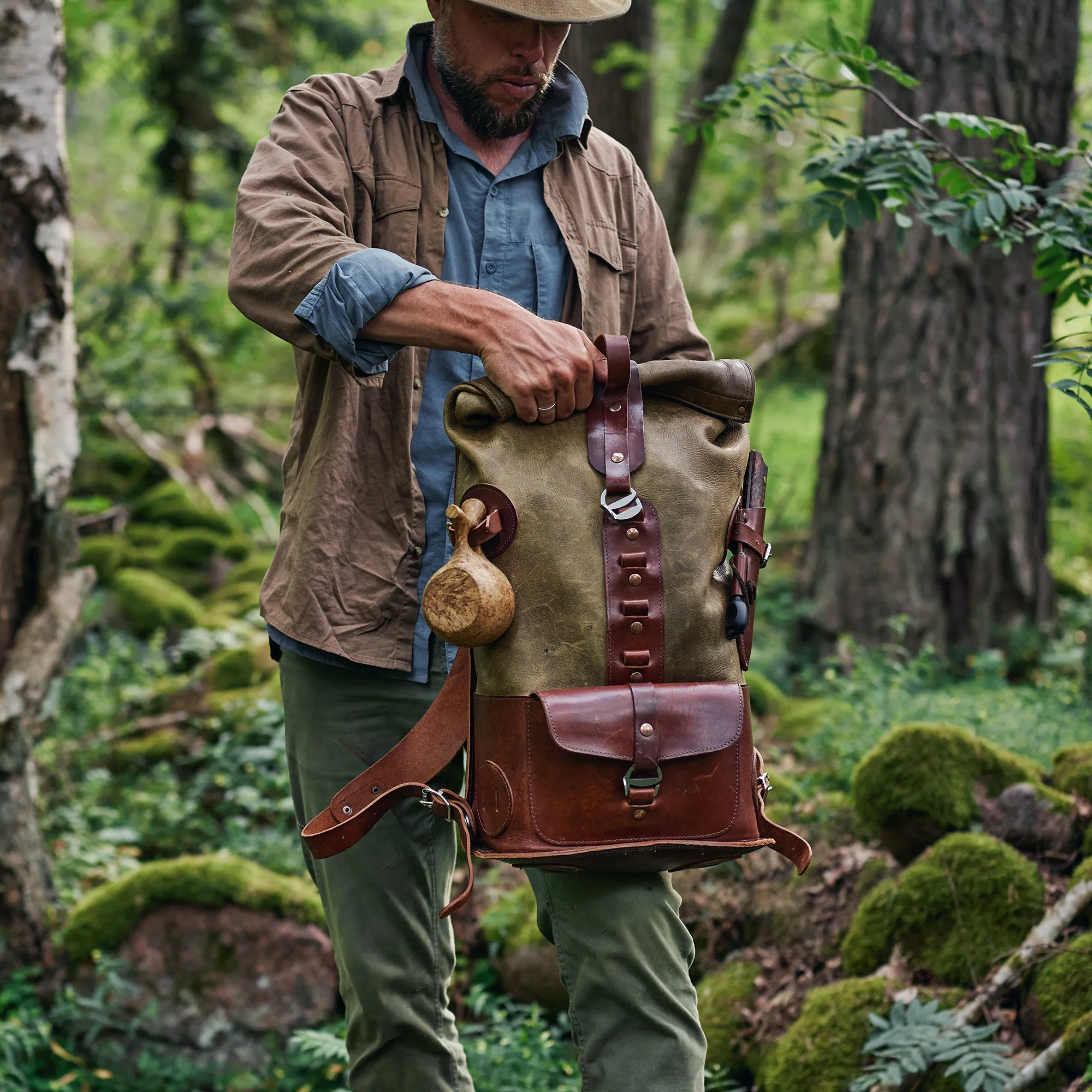 Specials S.03 - Moss Green White Tail Fold Top Backpack
