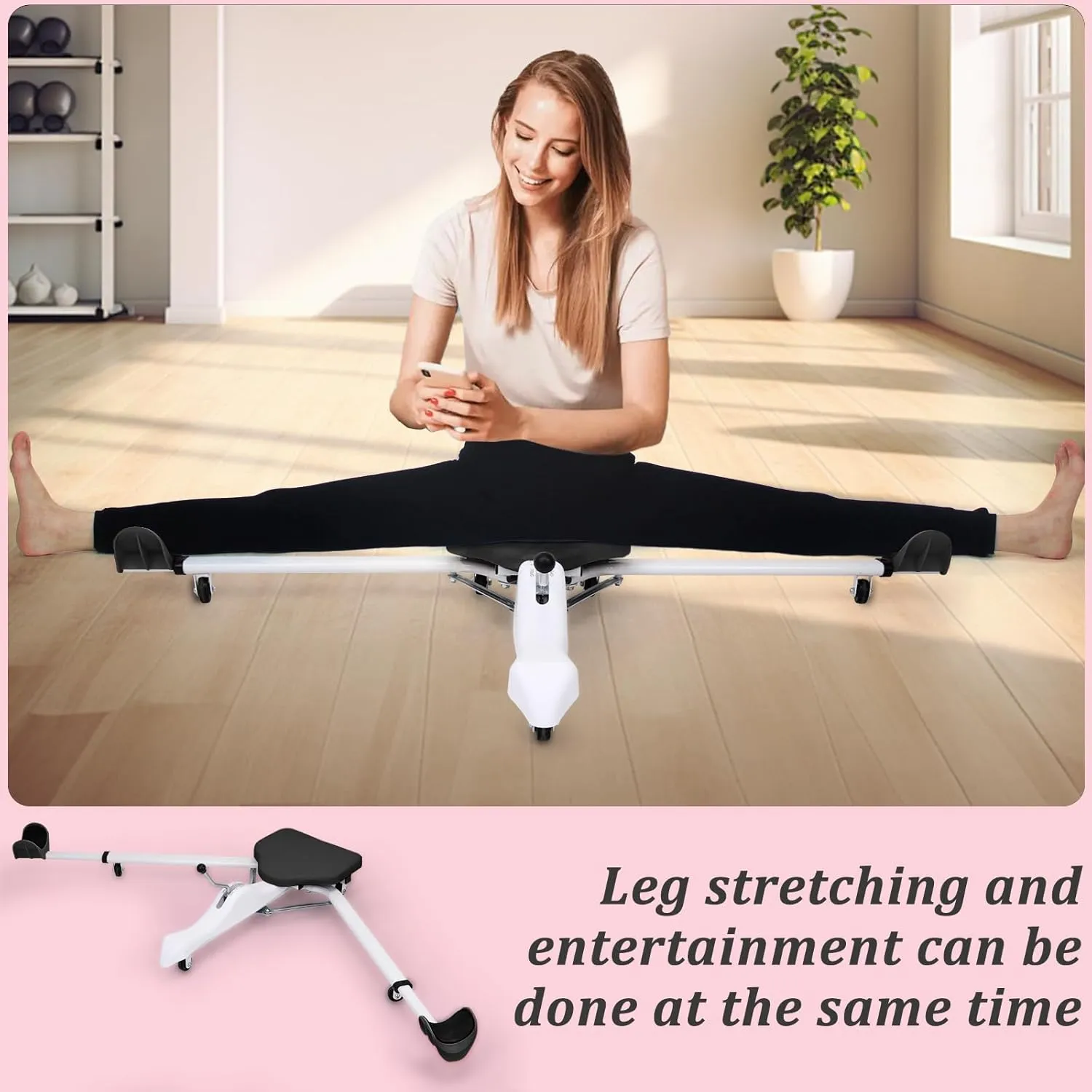 Split Machine, Leg Stretcher Split Machine for Flexibility, Splits Adjustable 0-180 Leg Split Stretching Machine for Ballet, Yoga, Dance, Gymnastics Training Equipment, Silent Wheels, 330lb Capacity