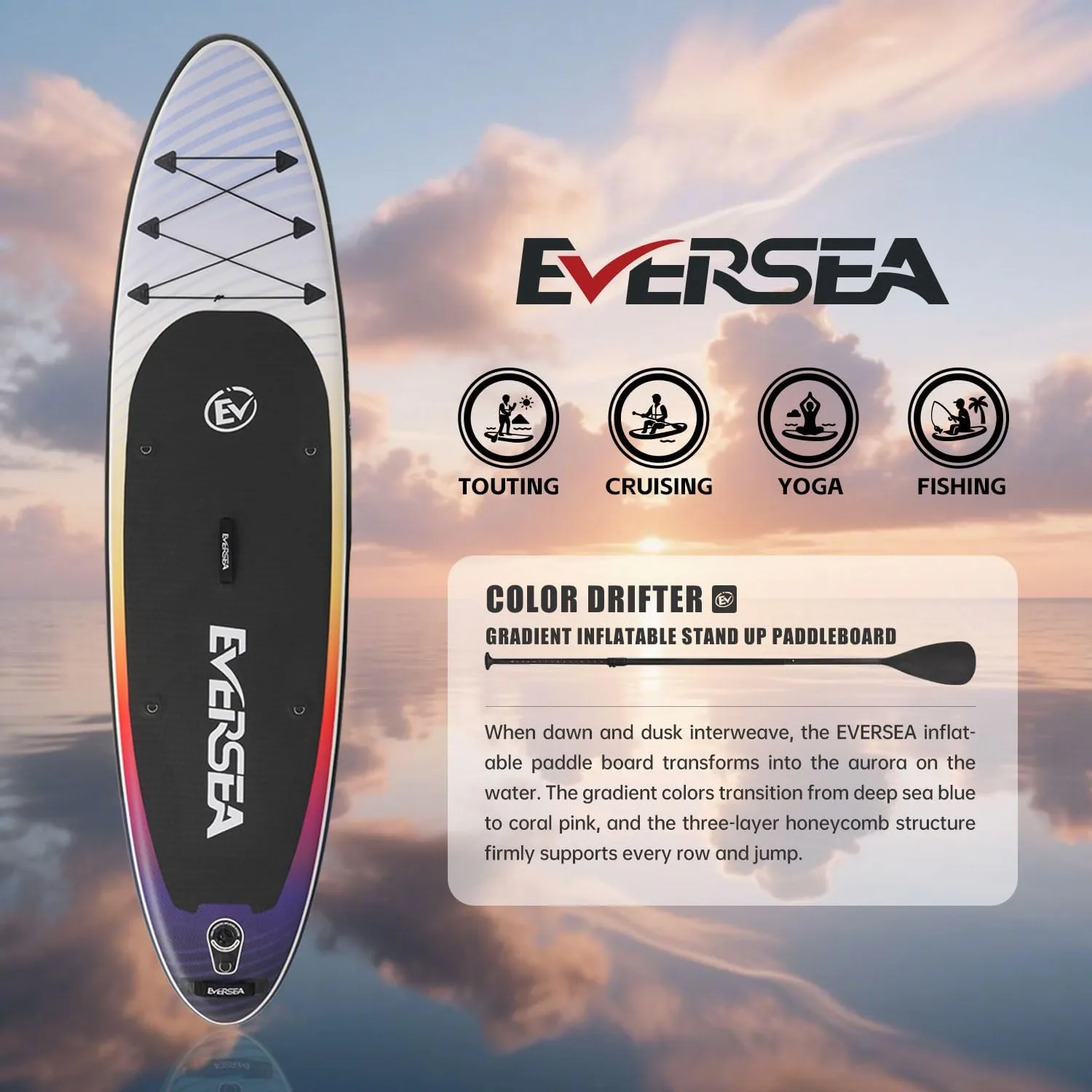 Stand-Up Paddle Boards, 10 ft Inflatable Paddle Board with SUP Accessories, Non-Slip Comfort EVA Deck, Dual PVC Layer, 33 in Extra Wide Stable Basic All-Around Paddleboard for Youth & Adults
