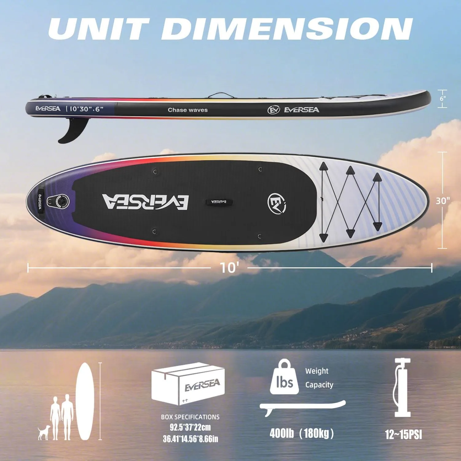Stand-Up Paddle Boards, 10 ft Inflatable Paddle Board with SUP Accessories, Non-Slip Comfort EVA Deck, Dual PVC Layer, 33 in Extra Wide Stable Basic All-Around Paddleboard for Youth & Adults
