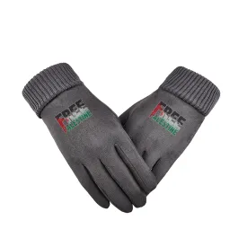 Support Sticker Unisex Suede Fabric Gray Gloves