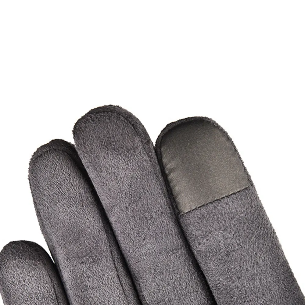 Support Sticker Unisex Suede Fabric Gray Gloves