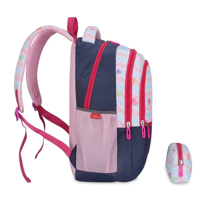 The Clownfish Edutrek Series School Backpack - Lightweight, Durable | Includes Pencil Pouch | 33.5L | Light Pink