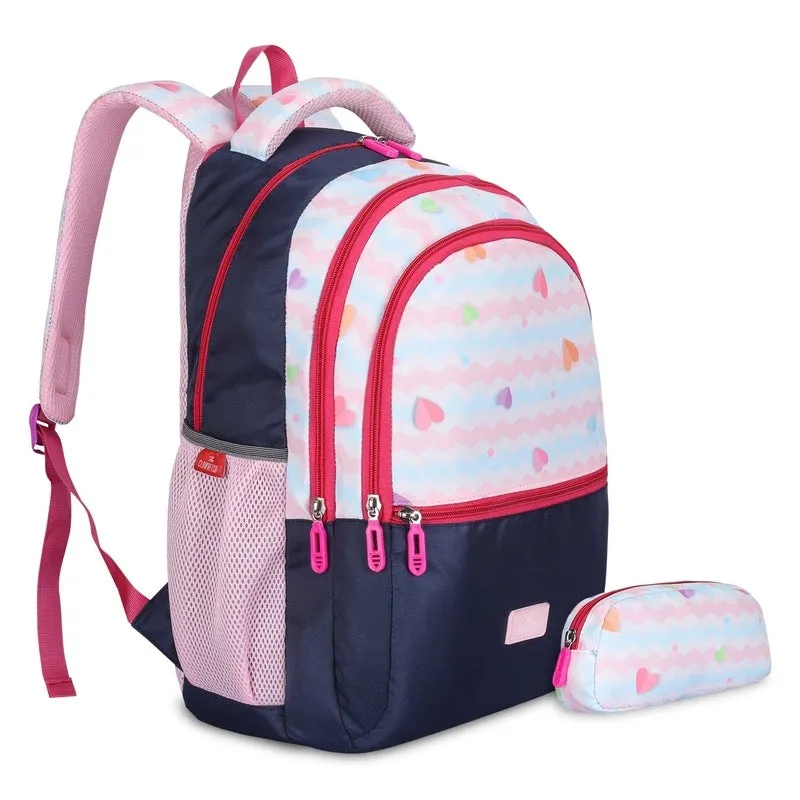 The Clownfish Edutrek Series School Backpack - Lightweight, Durable | Includes Pencil Pouch | 33.5L | Light Pink