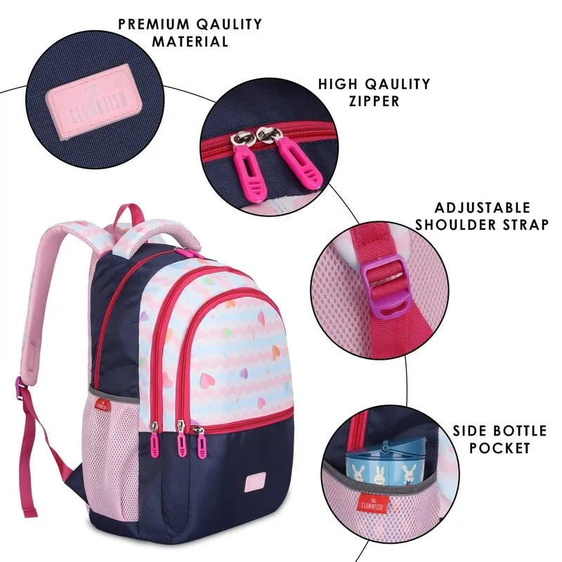 The Clownfish Edutrek Series School Backpack - Lightweight, Durable | Includes Pencil Pouch | 33.5L | Light Pink