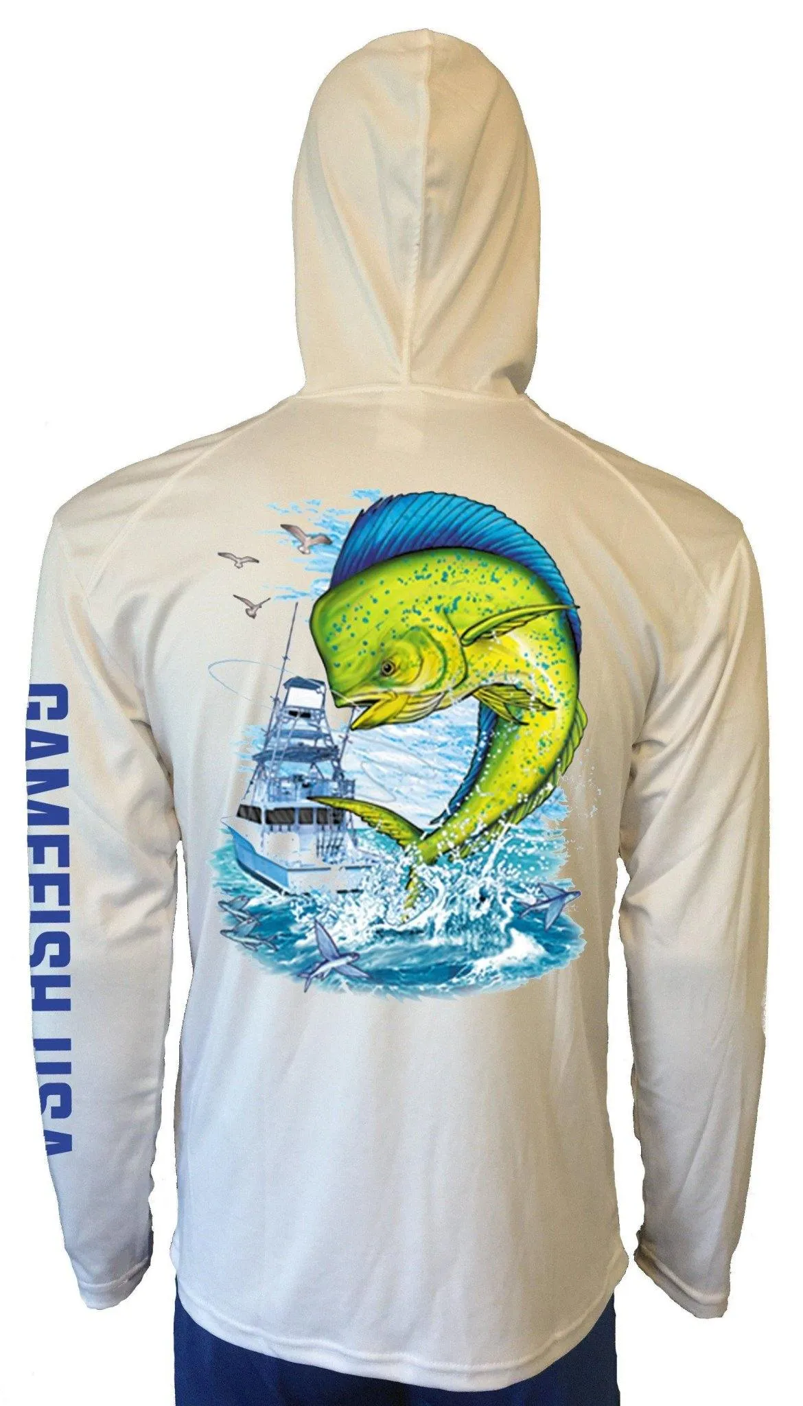 UPF 50 Lightweight Microfiber Moisture Wicking Performance Fishing Hoodie Mahi