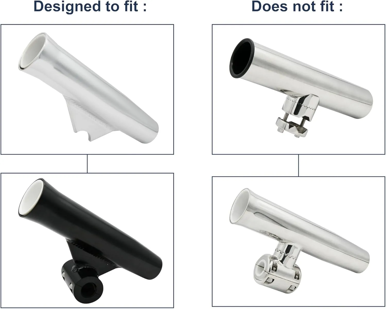 Vinland Marine Insert Sleeves for Flared Fishing Rod Holder , Insert Liner for Aluminum Rod Holder, T Top, Clamp on and Weld on