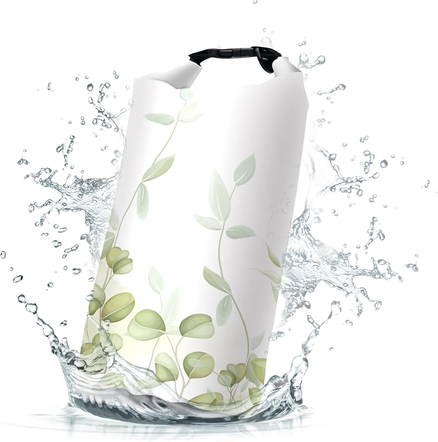 Waterproof Dry Bag,Roll Top Green Leaves Waterproof Backpack 5L/10L/20L Floating and Lightweight Bags for Kayaking, Boating, Fishing, Swimming and Camping