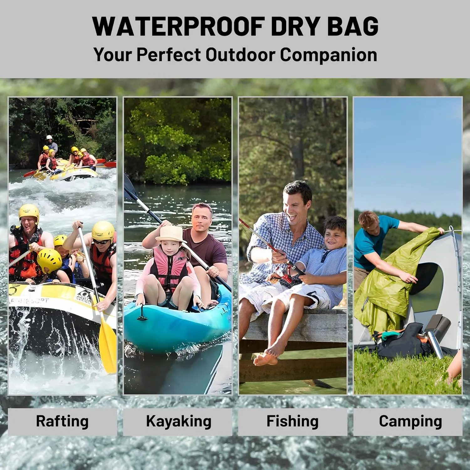 Waterproof Dry Bag,Roll Top Green Leaves Waterproof Backpack 5L/10L/20L Floating and Lightweight Bags for Kayaking, Boating, Fishing, Swimming and Camping