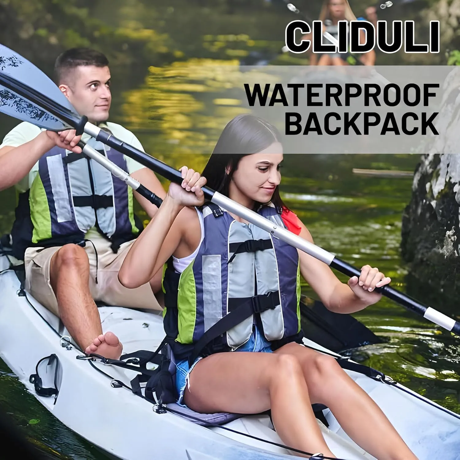 Waterproof Dry Bag,Roll Top Green Leaves Waterproof Backpack 5L/10L/20L Floating and Lightweight Bags for Kayaking, Boating, Fishing, Swimming and Camping