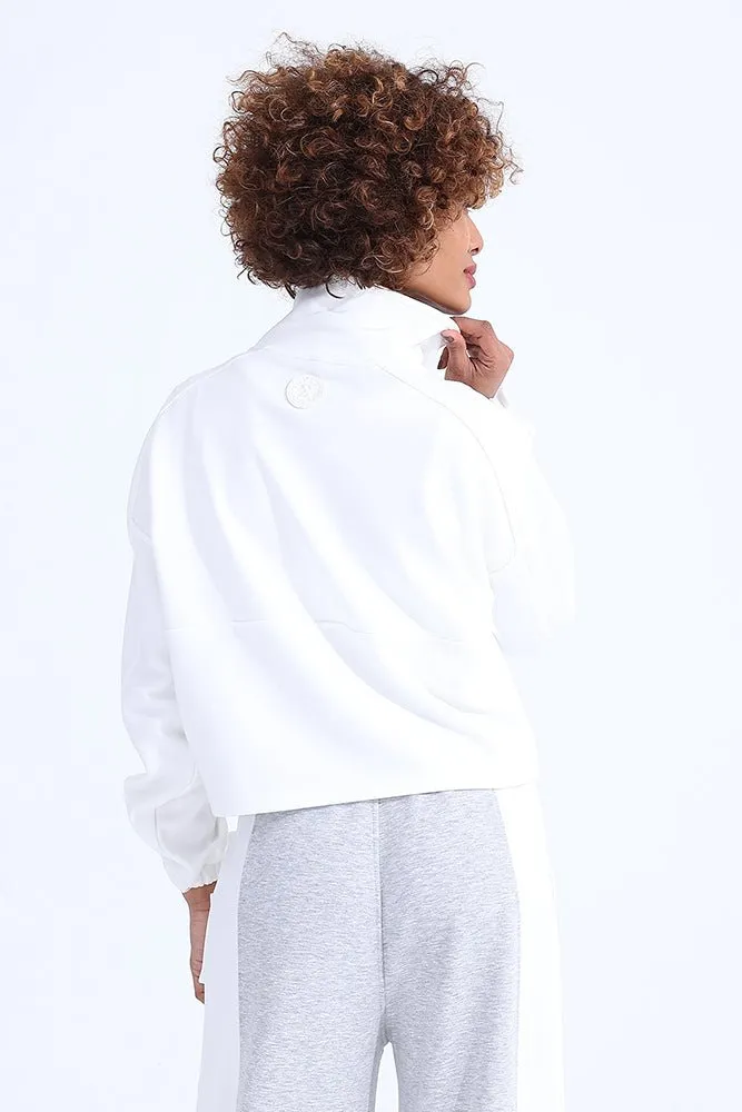 White Modal Zip Sweatshirt