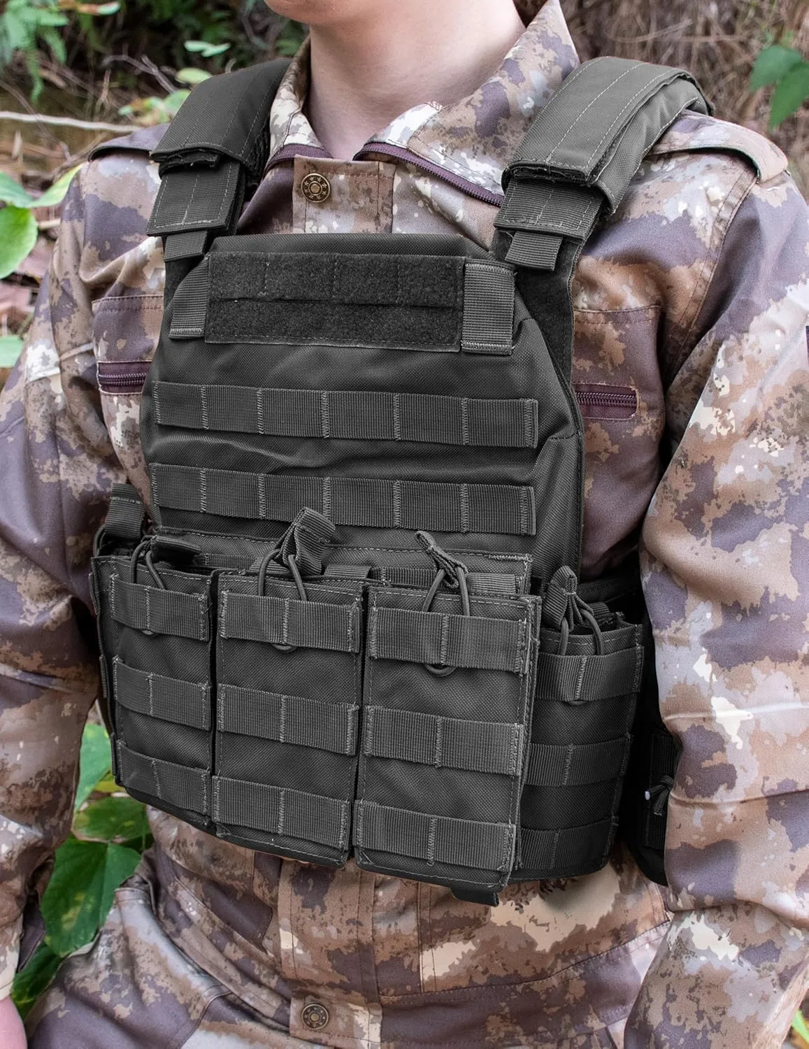 WOLFHUNT Tactical Vest for Men - Airsoft Vest with Molle System, Weighted Vest Premium & Modular Gear for Gaming Enthusiasts