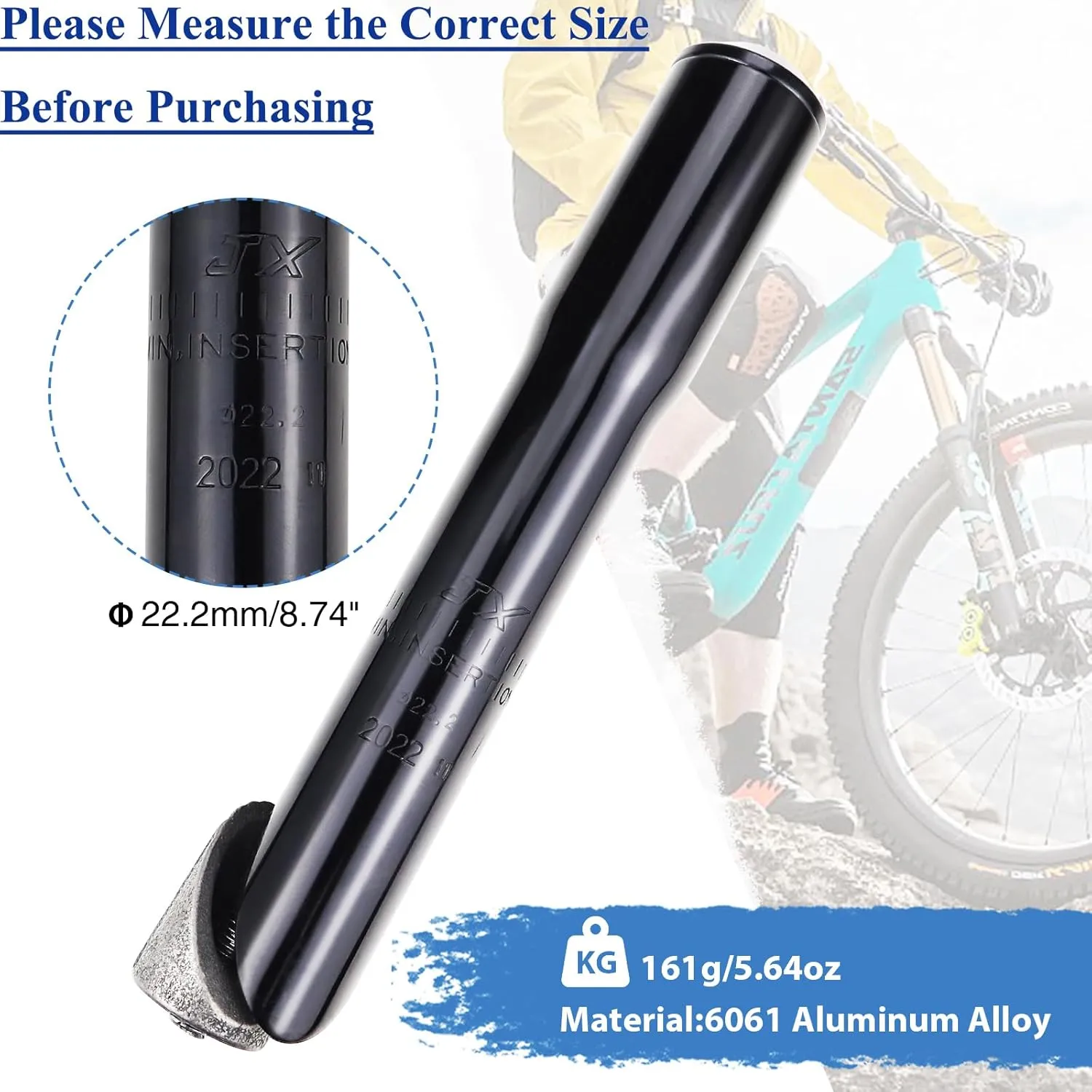 ZUKKA Bike Stem Riser Adapter, 22.2 mm Bicycle Fork Stem Quill Handlebar Extender for Road Mountain Cycling/Black